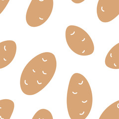 Potato vector pattern. Seamless hand drawn doodle print