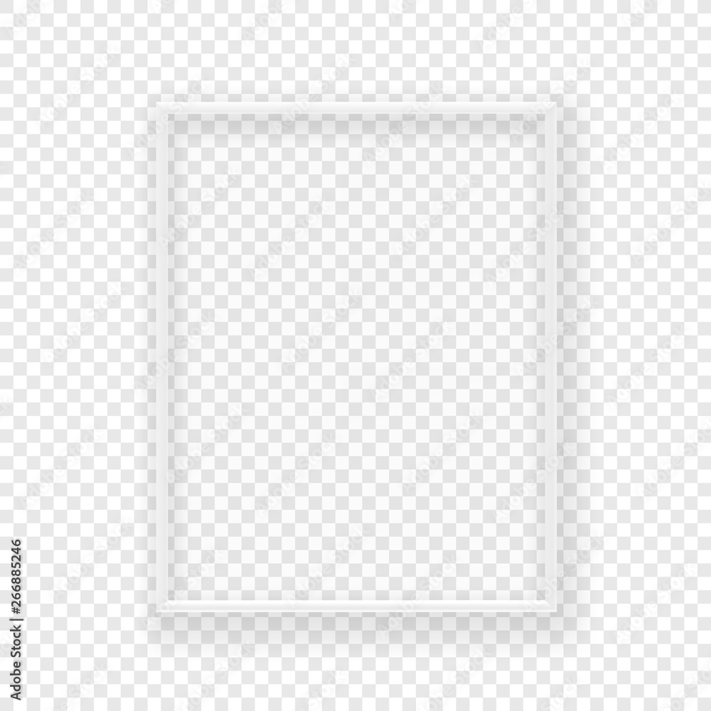 Aufkleber Realistic thin white picture frame on a wall. Vector illustration Isolated on transparent background
