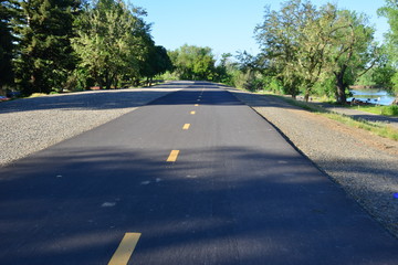 A cycle road at Discovery park in Sacramento, California. 