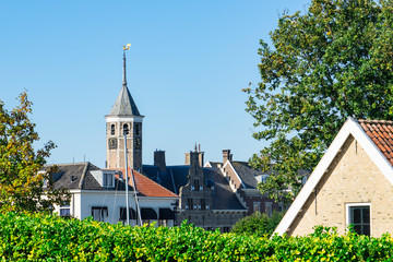 houses and tower of town hall in Willemstad, The Netherlands