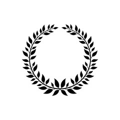 Ornate victory wreath symbol, black laurel symbol for champion award