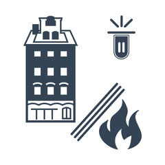 vector black icon fire alarm system