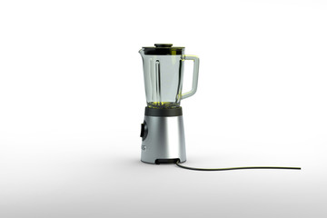 3D rendering electric kettle of silver color on a white background