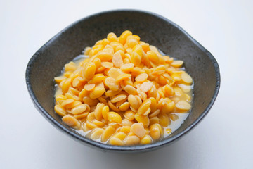 Salted soy beans paste on a bowl