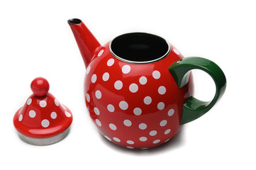 Red kettle for brewing tea.Teapot.Isolated on white background