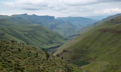 Fototapeta na wymiar The Sani Pass, mountain route connecting Underberg in South Africa to Mokhotlong in Lesotho. 