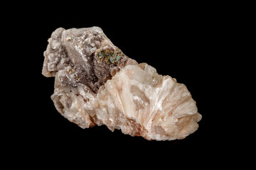 Macro stone albite mineral on white black close up