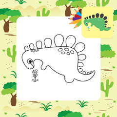 Cute cartoon dino coloring page