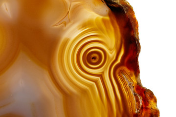 Macro stone Agate mineral on white background