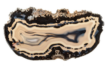 Macro stone Agate mineral on white background