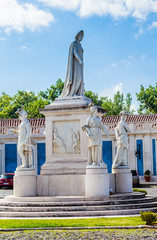 Marble statue of Queen Maria I of Portugal at the Palace of Queluz, Lisbon, Portugal