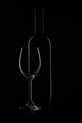 Wine bottle and wineglass