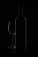 Wine bottle and wineglass
