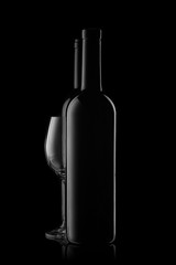 Wine bottle and wineglass