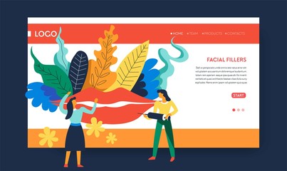 Facial fillers web page template beauty procedure