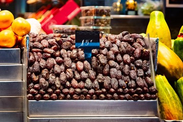 Dates and on display in market stall
