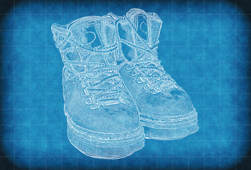 Shoes on a blue vintage background