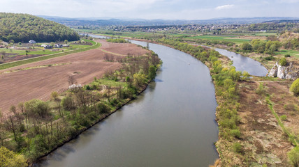 Fototapeta na wymiar Aerial drone view over Vistula river near Cracow in Poland