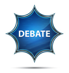 Debate magical glassy sunburst blue button