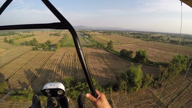 View from ultralight airplane taking off at chiang mai, thailand