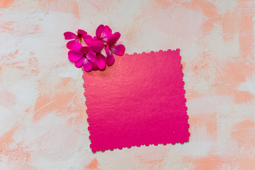 greeting card with flower petals