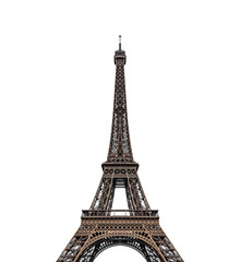 Tour Eiffel isolée sur fond blanc.
