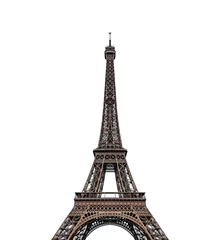Papier Peint photo Tour Eiffel Tour Eiffel isolée sur fond blanc.