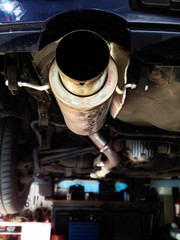 large and loud tuning exhaust of a car