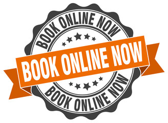 book online now stamp. sign. seal