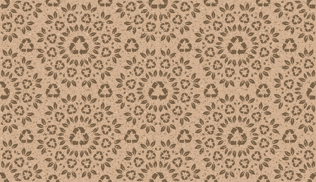 Recycling Pattern. Endless Background on Nature Paper.Recycling Pattern. Endless Background on Nature Paper. Seamless.