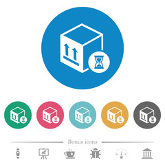 Package delivery in progress flat round icons