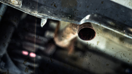 rusty oem exhaust pipe of a car