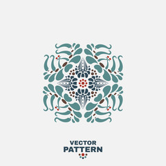 Fototapeta premium Vector flower pattern. Arabesque geometric design ornament. Indian mandala symbol. Islam mosaic logo template.