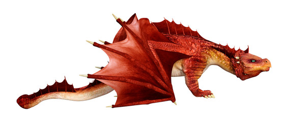 Naklejka premium 3D Rendering Fairy Tale Dragon on White