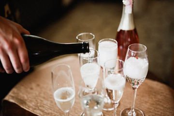 Luxury glasses with champagne on the table