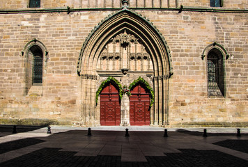 Fototapeta na wymiar Cahors Cathedral is a Roman Catholic church located in the town of Cahors, Occitanie, France. Portal
