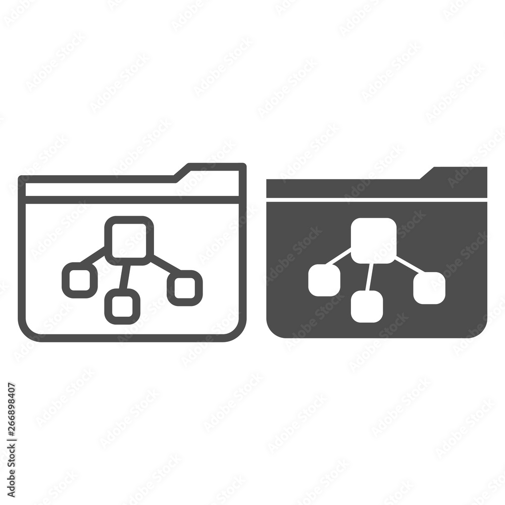 Poster file tree folder line and glyph icon. folder with document vector illustration isolated on white. co