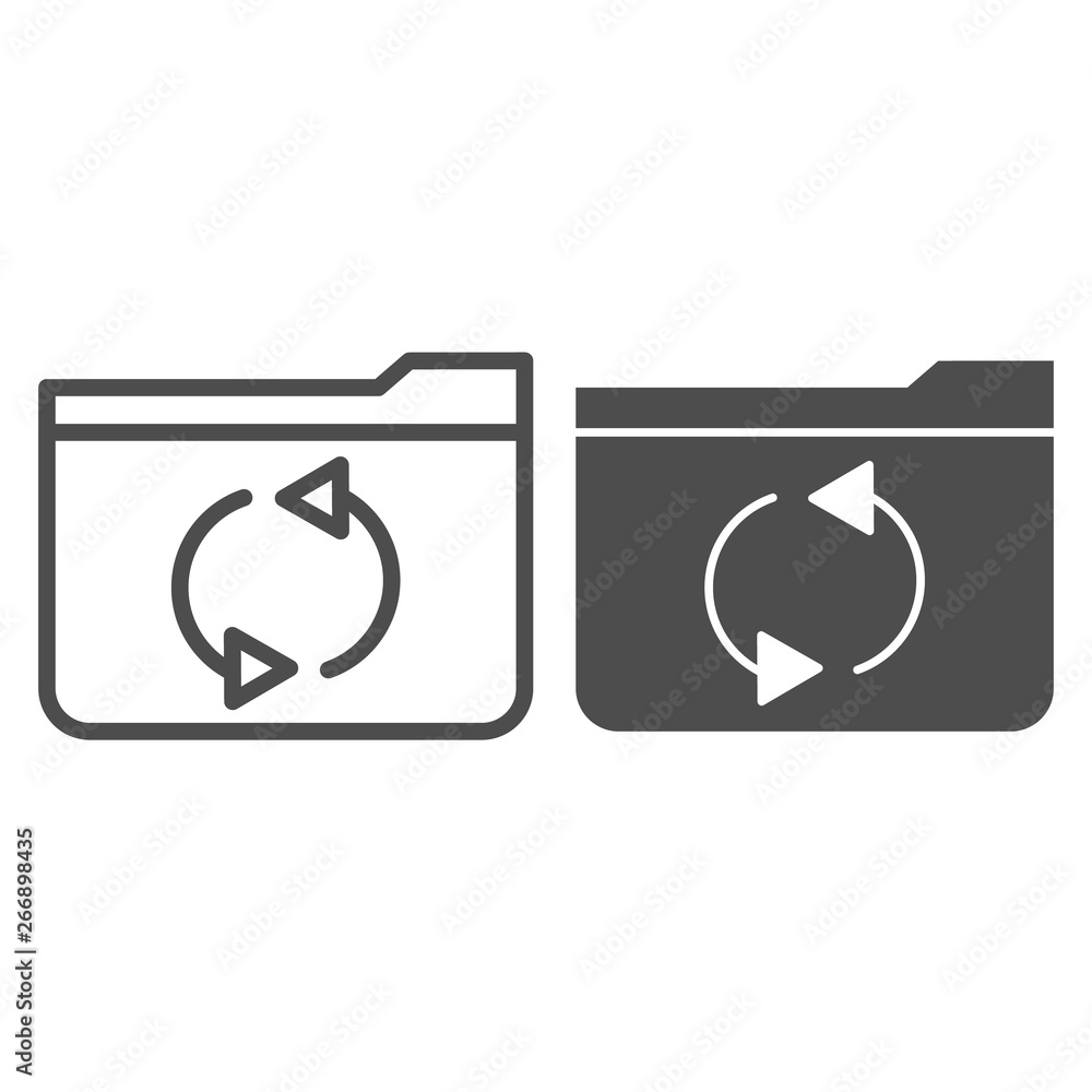 Poster Folder refresh line and glyph icon. Update folder vector illustration isolated on white. Computer folder outline style design, designed for web and app. Eps 10.