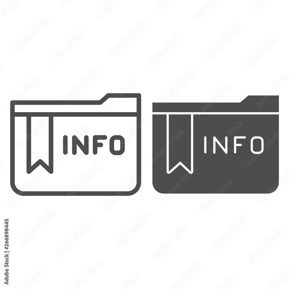 Poster Folder with information line and glyph icon. Info folder vector illustration isolated on white. Computer folder outline style design, designed for web and app. Eps 10.
