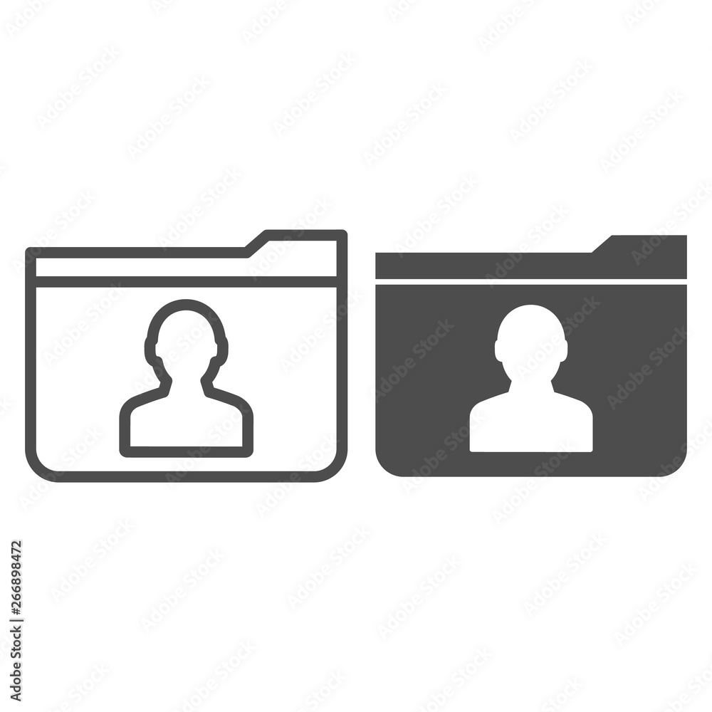 Poster personal folder line and glyph icon. member folder vector illustration isolated on white. computer f