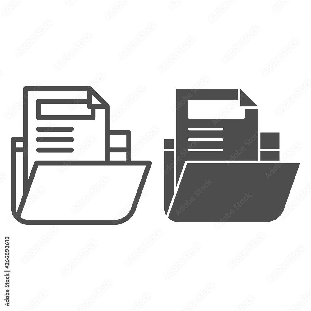 Poster Folder with file line and glyph icon. Archive folder vector illustration isolated on white. Computer folder outline style design, designed for web and app. Eps 10.