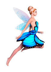 3D Rendering Fantasy Fairy on White