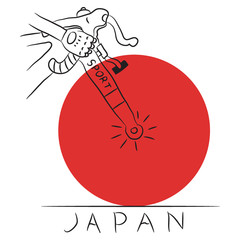 Cartoon doodle illustration of bike tours japan - cycling trips japan for t-shirt print design, postcards