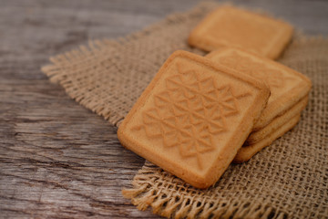 Cookies on wooden table.