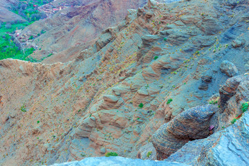 Naklejka premium A beautiful mountain landscape, a geological wonder . Atlas Mountains, Morocco.
