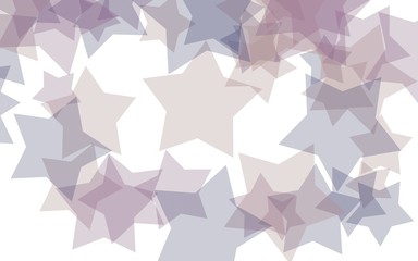 Gray translucent stars on a white background. Gray tones. 3D illustration