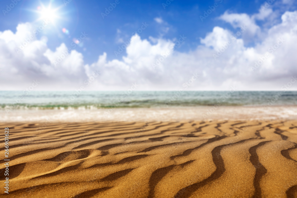 Wall mural summer photo of beach with sea and sunny summer day