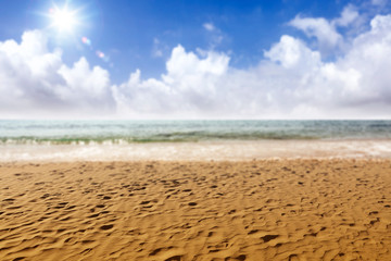 Summer photo of beach with sea and sunny summer day 