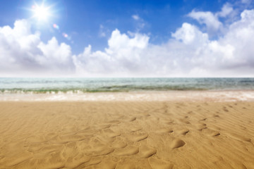 Fototapeta na wymiar Summer photo of beach with sea and sunny summer day 