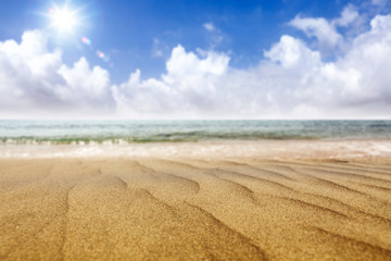 Fototapeta na wymiar Summer photo of beach with sea and sunny summer day 